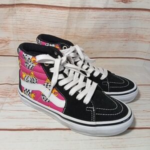Vans Black and Pink Skateboarding Shoes high cut laced-up size 3.5 New